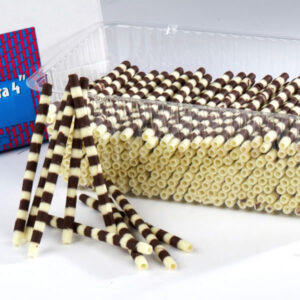 Chocolate Cigarettes Zebra Tube 4''/10cm - box of ∼100 pcs - 408g/14.4oz